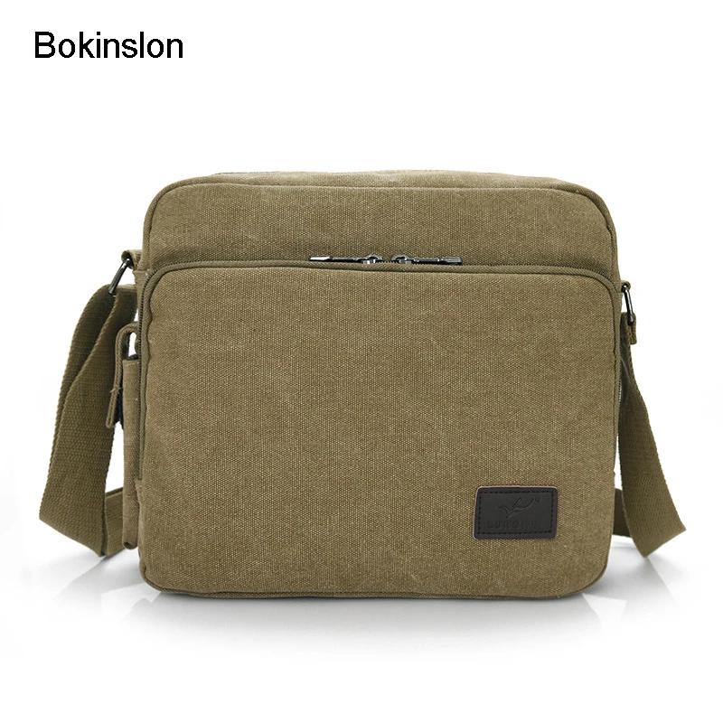 

Bokinslon Canvas Bags For Men Retro Popular Man Crossbody Bag Solid Color Casual Fashion Shoulder Bags Male