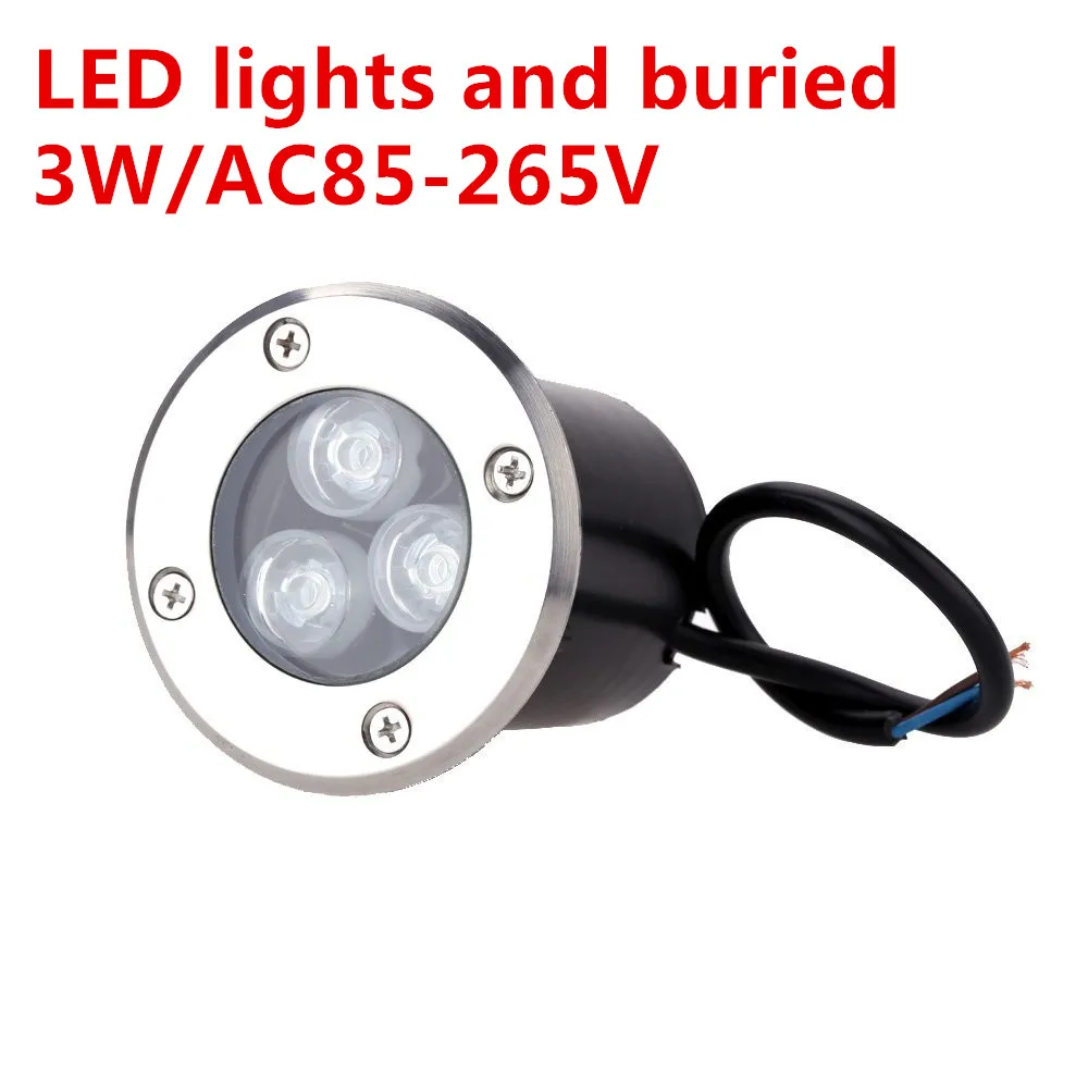 

1PCS 3W LED underground light lamps 85-265V 12V outdoor buried recessed floor spotlight waterproof IP67 Landscape stair lighting