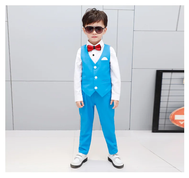 Boys Fashion Short Suits Vest Pants Set Kids Slim Fit 2pcs Suit Set For Boys Formal Classic Costume Wedding Birthday Party Suit