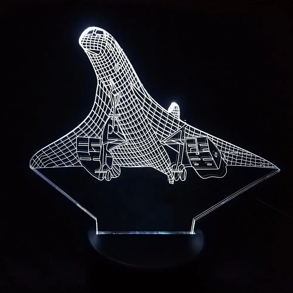  Creative 7 Color Change 3D Vision Airplane Modelling Led Aircraft Night Light Desk Lamp Decor Usb S