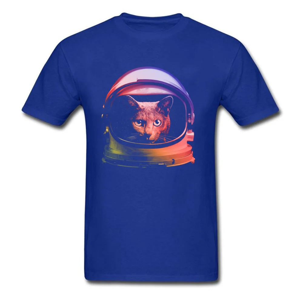 Company My Cat is Astronaut Casual T-shirts Round Neck 100% Cotton Fabric Men Tops Shirts Short Sleeve Tee Shirt Labor Day My Cat is Astronaut blue