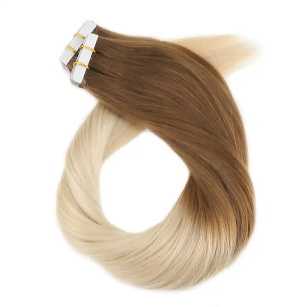 Moresoo Remy Tape In Hair Extensions Human Hair Skin Weft Glue On