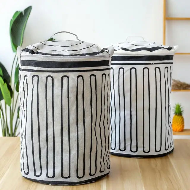 Buy New stripe With zipper Covered Waterproof Laundry