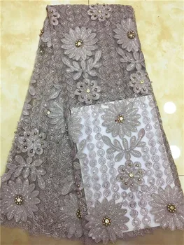 

Lace Fabric Teal African French Lace Fabric High Quality beads Handmade Embroidery Wedding Nigerian Lace Fabric For 5yards