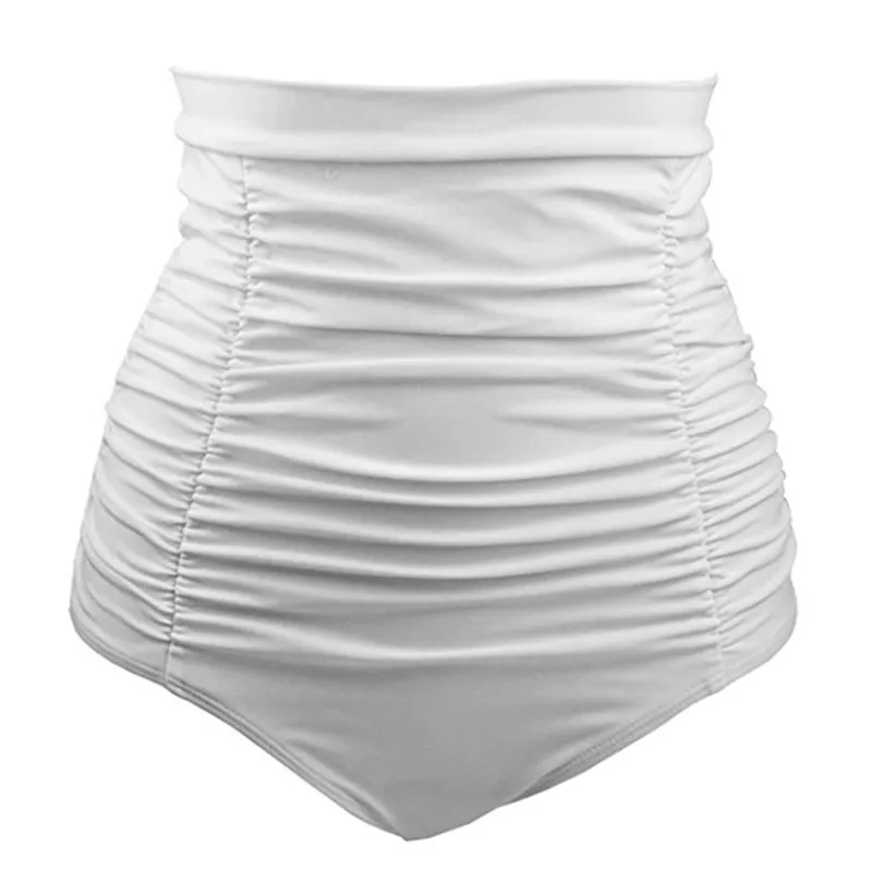 1 шт S/M/L/XL/XXL Женская мода Ретро Винтаж Бикини Низ высокая Талия Ruched шорты - Цвет: Белый