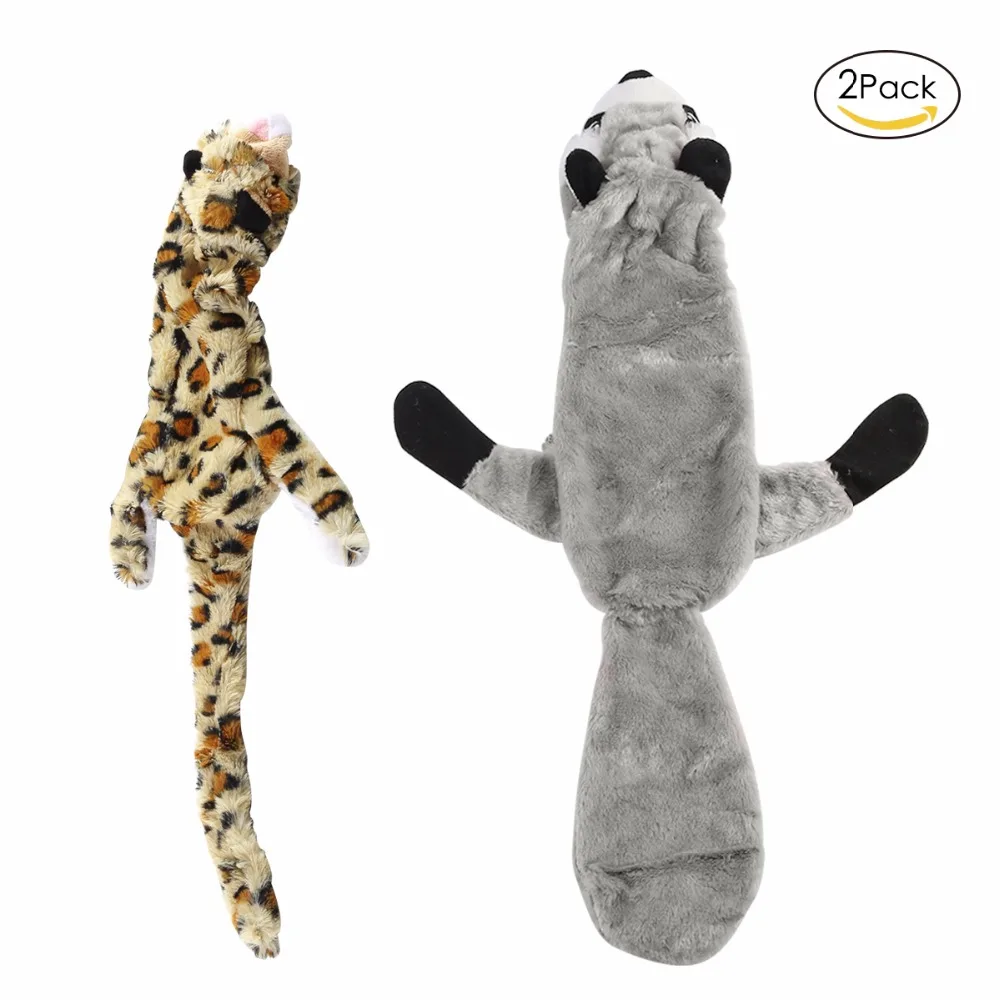 

2pcs/Set Stuff-Free Pet Dog Toys Chew Squeaker Raccoon Leopard Pet Plush Toys Animals Sound Interactive Toys Bite Toys