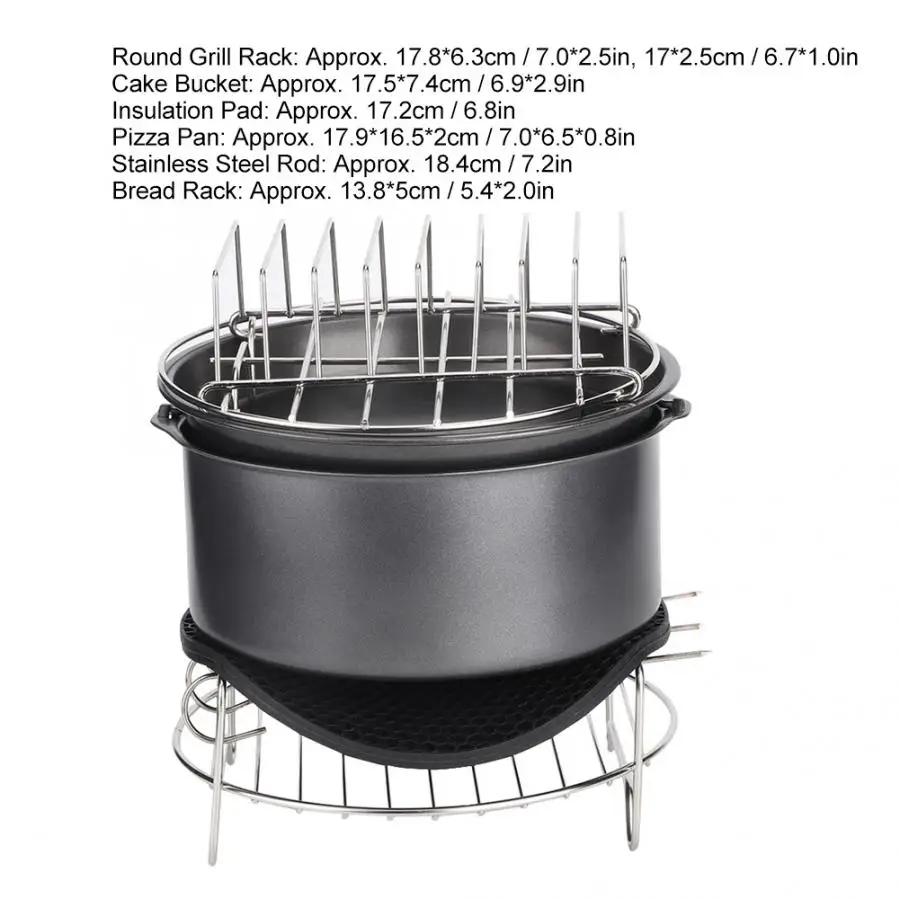7 шт./компл. барбекю воздушные приборы для фритюрницы набор деталей домашний кухонный инструмент для 3.6L сковорода