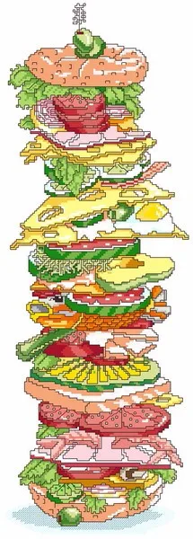 CS-1740 Cross Stitch Kit Giant Tall Sandwich Bread Cake Food