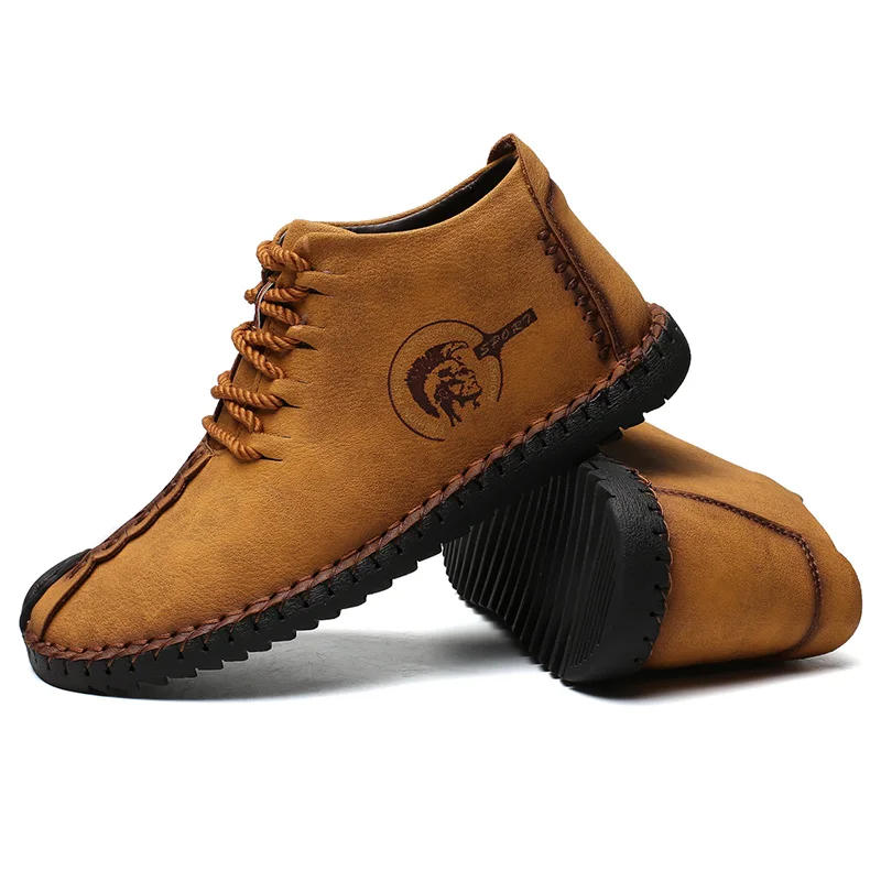

New Keep Warm Winter Snow Men Boots High Quality Split Leather Casual Men Shoes with Plush Fashion Boots Big Size 38~48