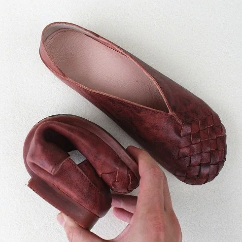 Careaymade/кожаные тонкие туфли ручной работы в стиле ретро Нескользящая женская обувь из воловьей кожи с круглым носком на плоской подошве для отдыха