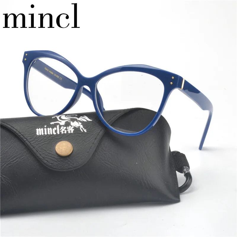 

MINCL 2019 NEW Brand Design Women Plain Glasses Cat Glasses Frame Clear Lens Men Optical Eyeglasses Fashion Myopia Goggles NX