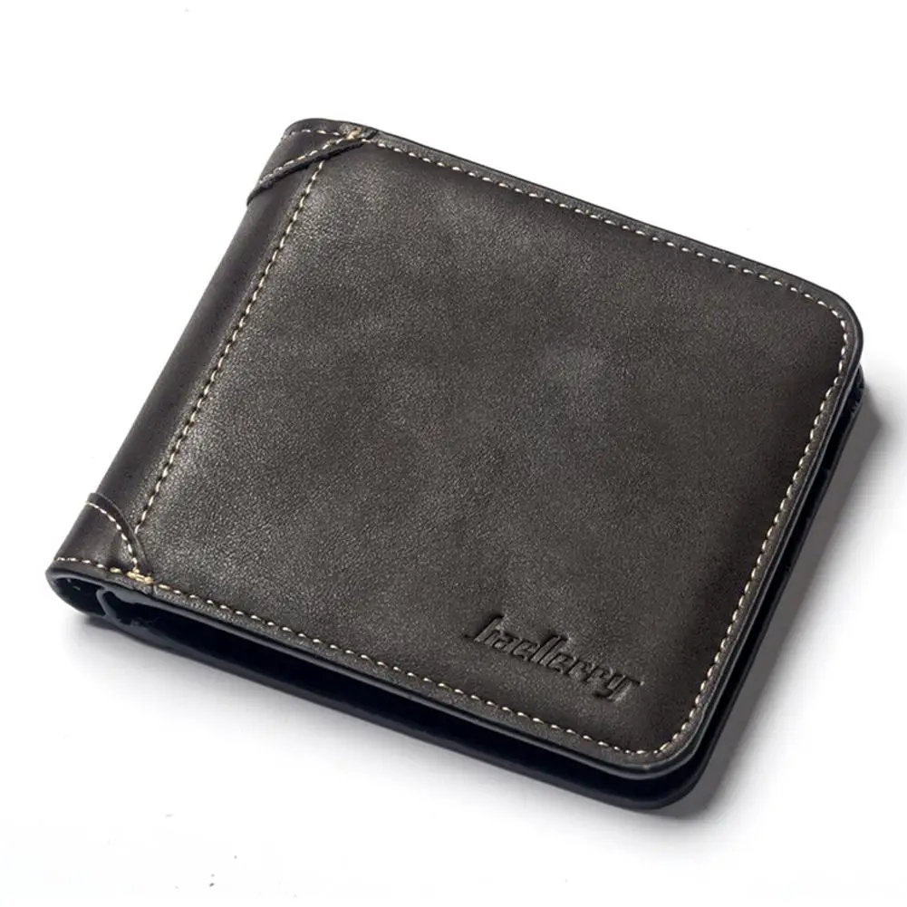 Banabanma мужской модный матовый короткий кошелек ретро кожаный многофункциональный кошелек - Цвет: Black