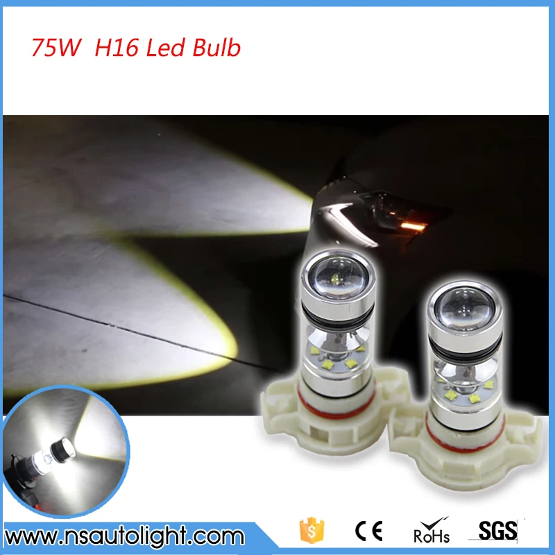 2x 75W CREE Chip H16 EU 5202 Super White Car LED Bulbs Auto LED Driving