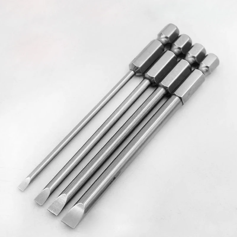4 Pcs/set 1/4" 100mm 3 6mm Slotted Screwdriver Bit S2 Electric
