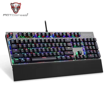 

Motospeed CK108 EN/Russian Version 104 Keys RGB Backlit Ergonomics Design Mechanical Gaming Wired Keyboard for LOL Computer