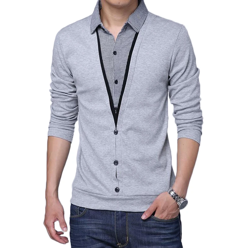 Мужская футболка с длинными рукавами, весенне-осенняя одежда, брендовая мужская Трикотажная футболка, Лоскутная рубашка с воротником, два дизайна, топы, футболки