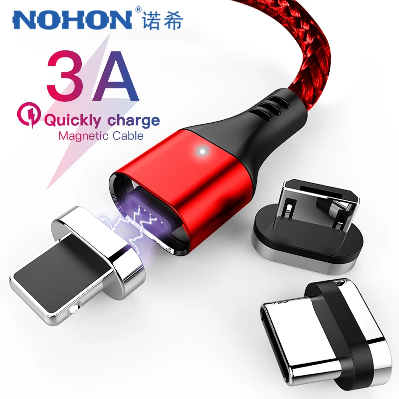 NOHON Магнитный зарядный кабель для передачи данных для iPhone Xs X XR Max 5 6 7 8s Plus и type-C кабели и Micro USB шнур для huawei Xiaomi samsung