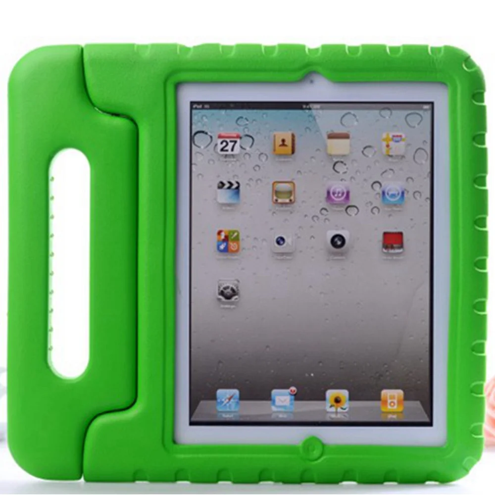 Эва(этиленвинилацетат) Портативный Ручка Стенд дети Безопасный противоударный чехол для Apple iPad 2/3/4 A1458 A1459 A1416 A1397 полная защита корпуса чехол - Цвет: Зеленый