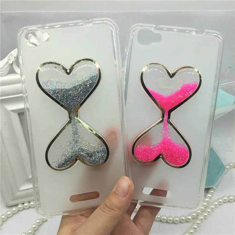 

Quicksand Liquid Girly case for Alcatel Pixi 4 Plus Power 5023E 5023F cover Glitter Dynamic Soft phone case Wine Glass Hourglass
