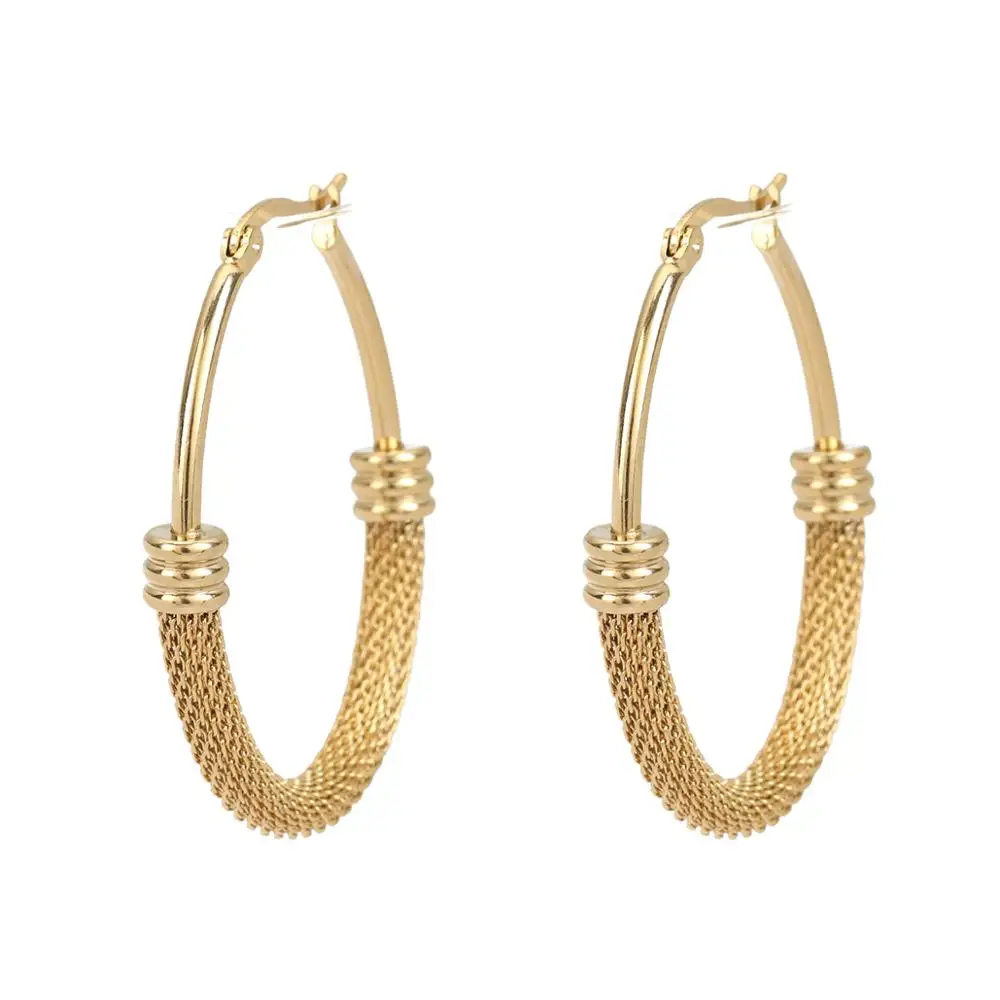 

8Seasons 304 Stainless Steel Hoop Earrings Gold/Silver Geometric Oval Hollow Earring Jewelry Post/ Wire Size: (17 gauge), 1 Pair