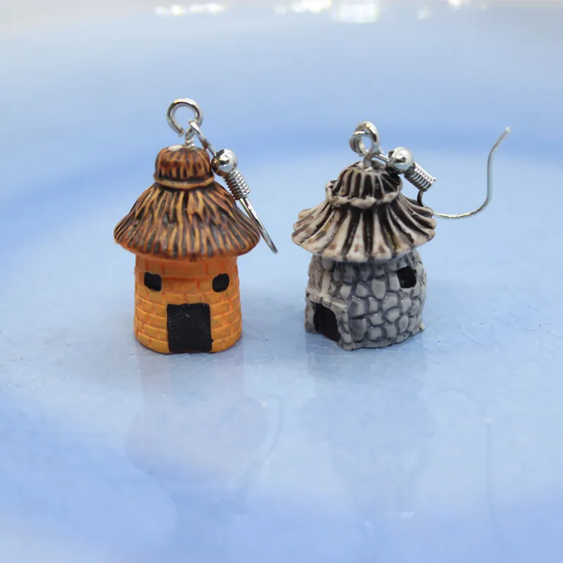 

Funny Simulated Expression House Cottages Resin Earrings Women's Fashion Creative Personality Hand-made DIY Jewelry Gifts