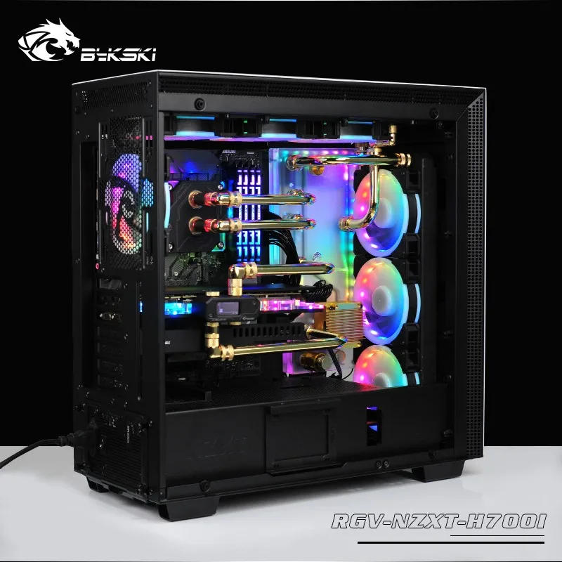 BYKSKI Acrylic Board Water Channel Solution use for NZXT H700B Computer Case for CPU and GPU Block
