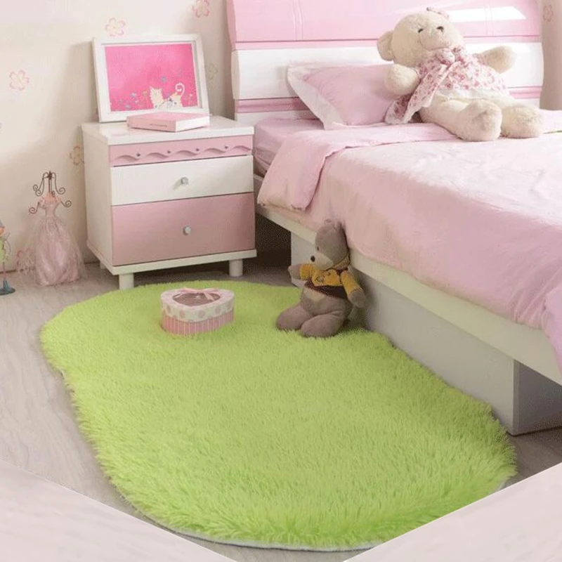 Сплошной цвет, эллипсовый ковер, длинный ворс, ворсистый мягкий коврик для спальни, гостиной, противоскользящий детский коврик(1 шт.), 12 цветов