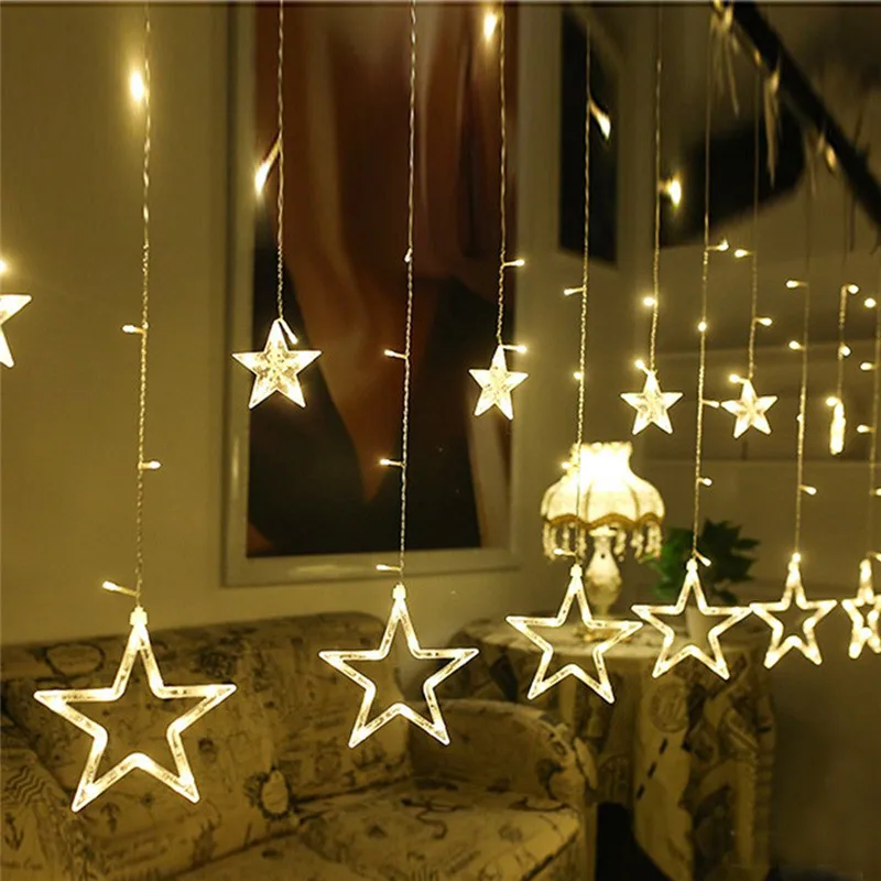 

LED String Lights Pentagram Star Curtain Light Fairy Wedding Birthday Christmas Lighting Indoor Decoration Light 220V IP44