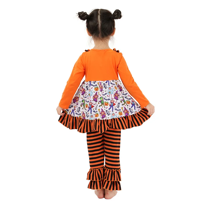 US $77.32 Kaiya Angel Toddler Girl Clothing 2017 Halloween Girls Set Children Boutique Outfit Orange Shirt Stripe Leggings Halloween Set