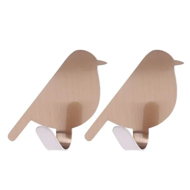 2PCs Punch-free Refrigerator Back door Hooks Bird Shaped Kitchen Tools Bathroom Towel Hat Bag Key Hanging Wall Hanger Home Decor - Цвет: Rose Gold