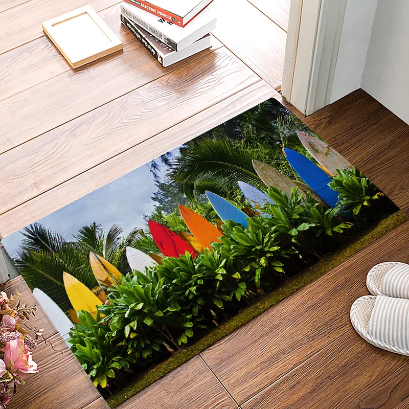 

Color Surf Summer Beach Doormats For Entrance Way Bathroom Accessories Set Dirt Debris Mud Trapper Boot Shoes Scraper Machine