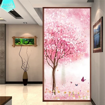 

PSHINY 5D DIY Diamond embroidery sale pink tree scenery picture of rhinestones Full Round kit Diamond Painting cross stitch