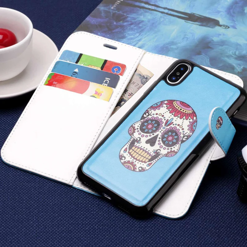 

Luxury Splice 2 in 1 Floral Flip Leather Wallet Phone Soft Silicone Case Cover Shell Coque for Apple iPhone 6 6S 6G 7 8 Plus X