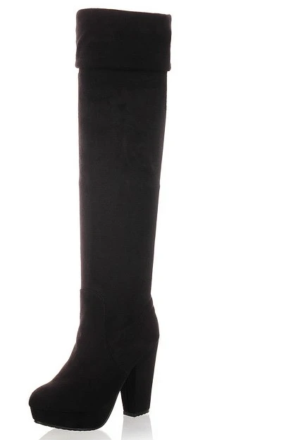 JIANBUDAN/женские зимние сапоги пикантные высокие сапоги до бедра женские Сапоги выше колена осенние сапоги из флока высокого качества Размеры 35-43 - Цвет: Черный