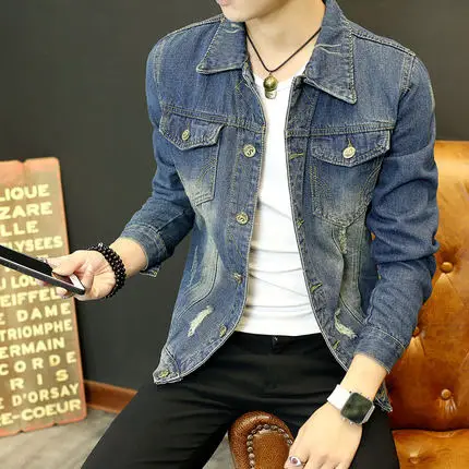 2017 Spring Summer Denim Jacket For Men Classic Vintage