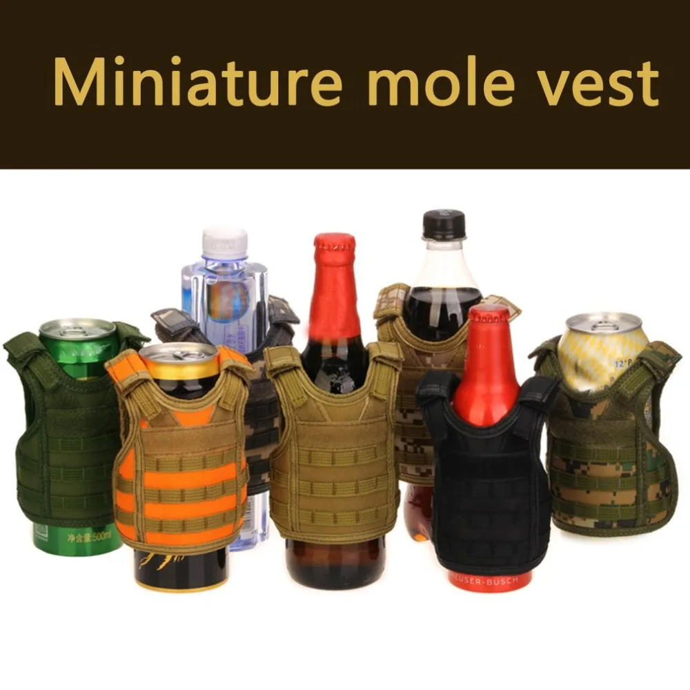 

Tactical Vest Layer Military Beer Bottle Cover Beverage Cooler Mini Molle Vest Adjustable Shoulder Straps for Bottle