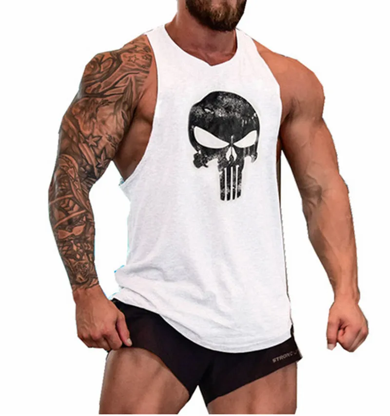 Camiseta sin mangas con estampado de calavera para hombre, Camiseta de tirantes de ropa de gorila para gimnasio y culturismo, envío gratis, 2019