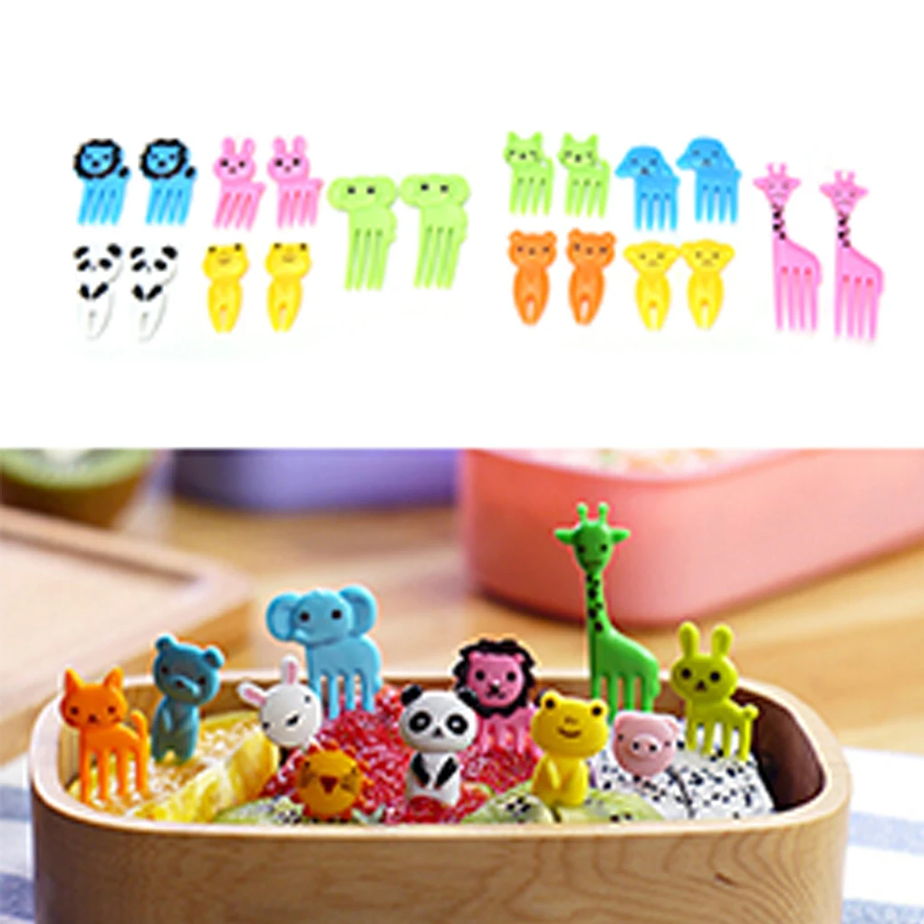

10pcs Animal Farm Fruit Fork Mini Cartoon Children Snack Cake Dessert Food Fruit Pick Toothpick Lunches Party Decor
