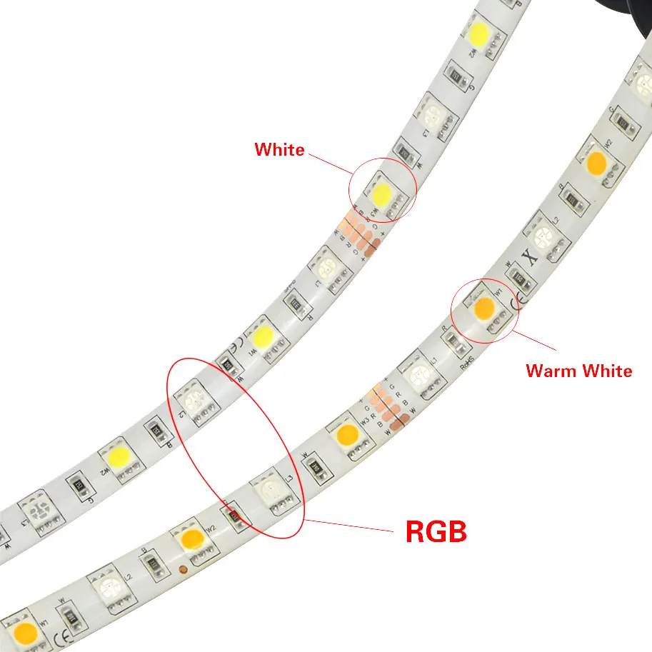 RGBW rgbww SMD 5050 5 м Водонепроницаемый Светодиодные ленты свет ленты(RGB+ белый) DC12V Клейкие ленты+ 40key отдаленных контроллер+ 3A Адаптеры питания