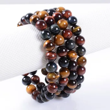 

Wholesale 5PCS 8mm Fashion Multi-color tiger eye round beads stretchable bracelet 7.5" AA