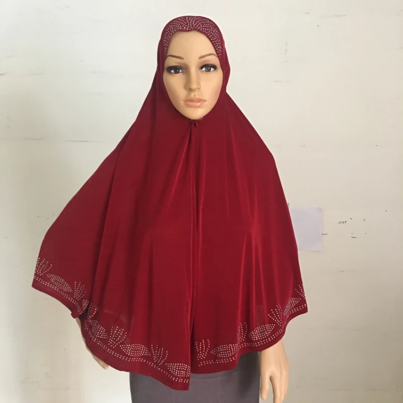 H1317 новейший большой размер мусульманский хиджаб шарф со стразами молятся хиджаб женские повязки для волос может покрыть бюст
