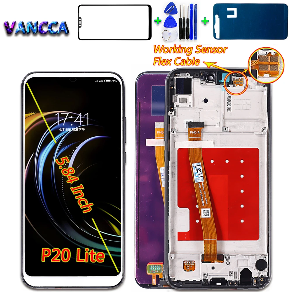 

LCD Display for Huawei P20 Lite 5.84 inch Digitizer Touch Screen Assembly 2280*1080 For Huawei Nova 3E Frame with Free Tools