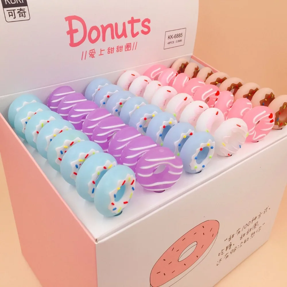 

48pcs/pack Cute Cartoon Donuts Candy Silicone Gel Pen Creative Office School Students Stationery