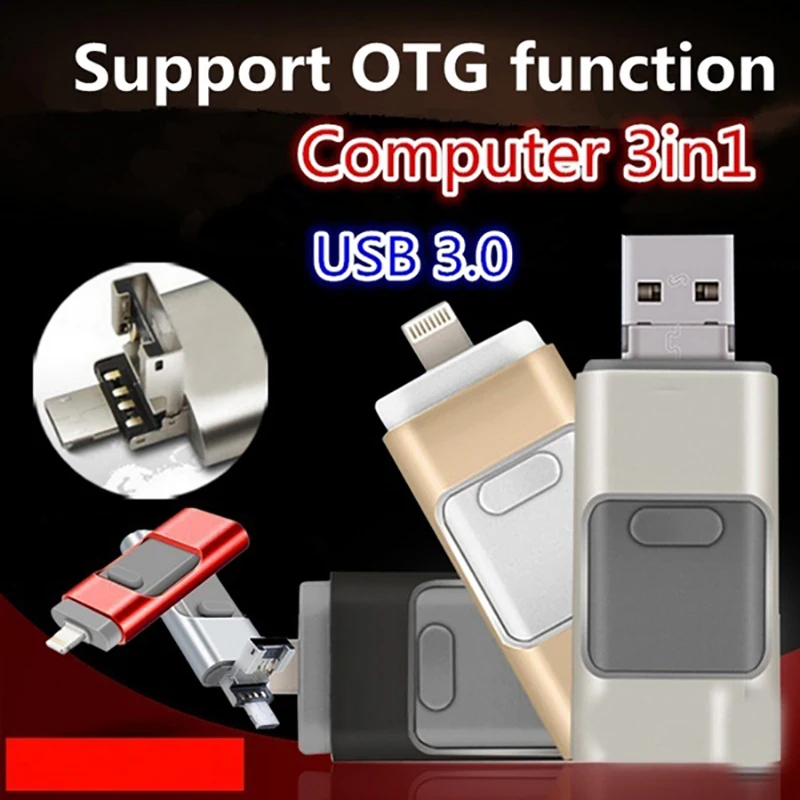 Флеш-накопитель USB 3,0 накопитель 128g 32g 64g Android OTG Флешка для micro iphone sony samsung U диск 3 в 1 карта памяти USB