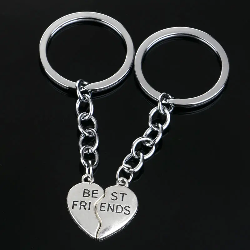 Buy Bespmosp 2PCS Broken Heart Keyring Charm Pendant Silver Plated Hollow Sun