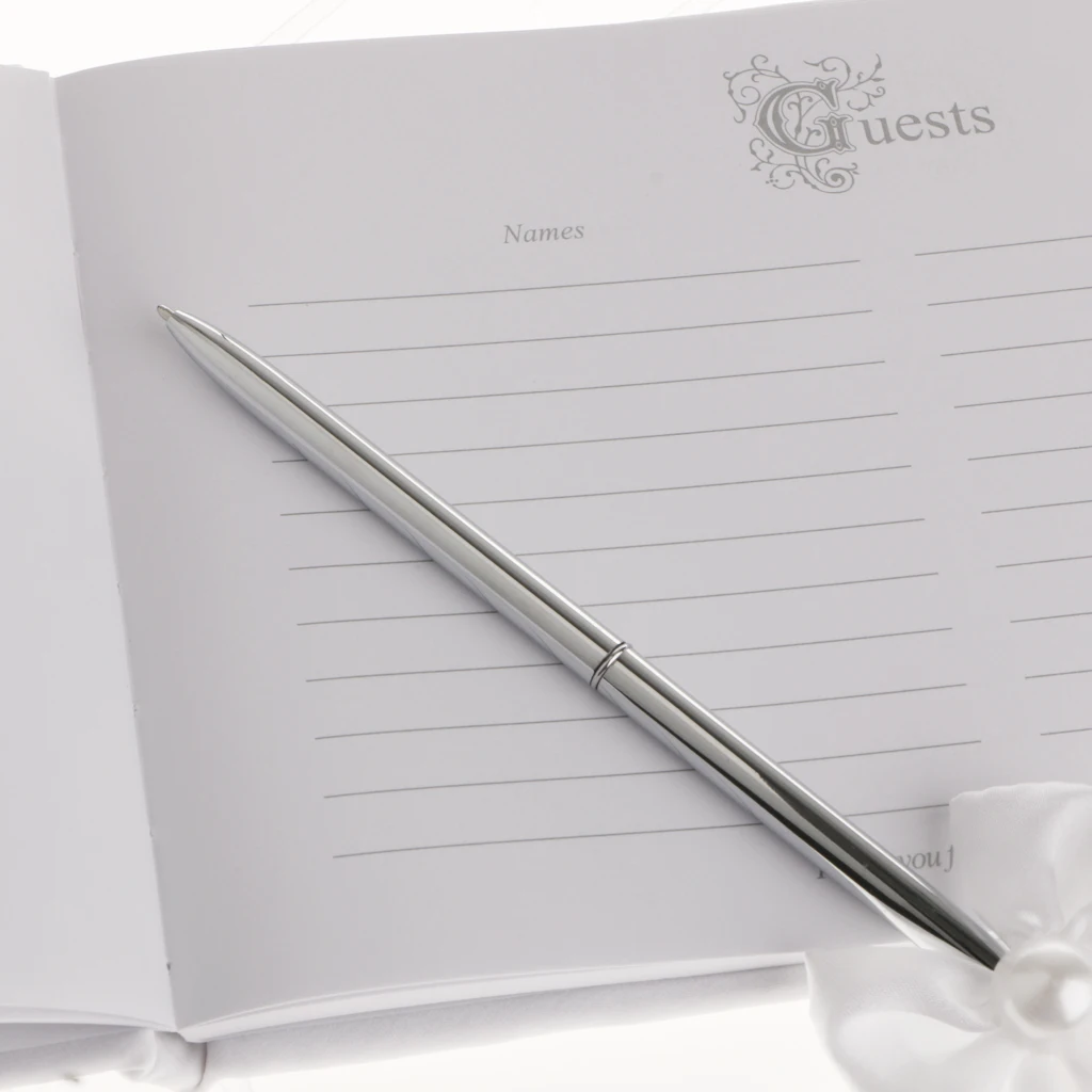 Guest Book Pen Wedding Heart White Reception Guest Book Feather Bowknot Pen and Stand Set Party Supplies