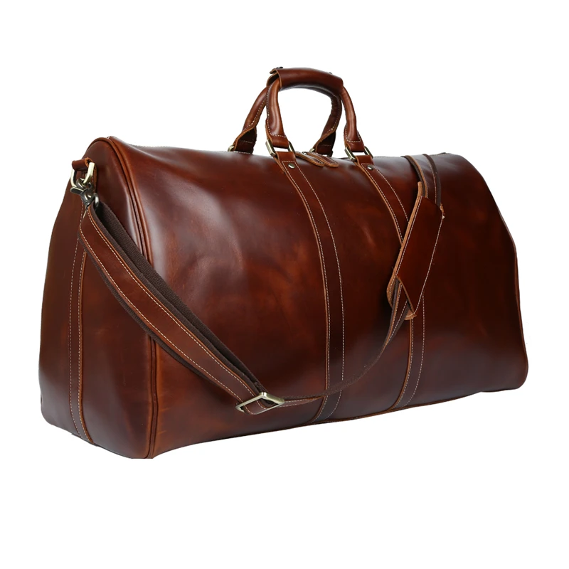 Baigio Men Travel Bag Leather Vintage Brown Designer Baigio Men Travel Bag Leather Vintage Brown Designer Overnight Tote Large Capacity Luggage Shoulder In Bags From