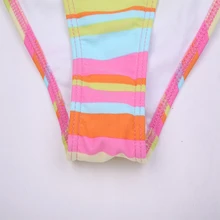 Новинка, женская одежда для плавания, большой размер, Женский Цветной полосатый бикини, низ под европейскую станцию, высококачественные нейлоновые штаны