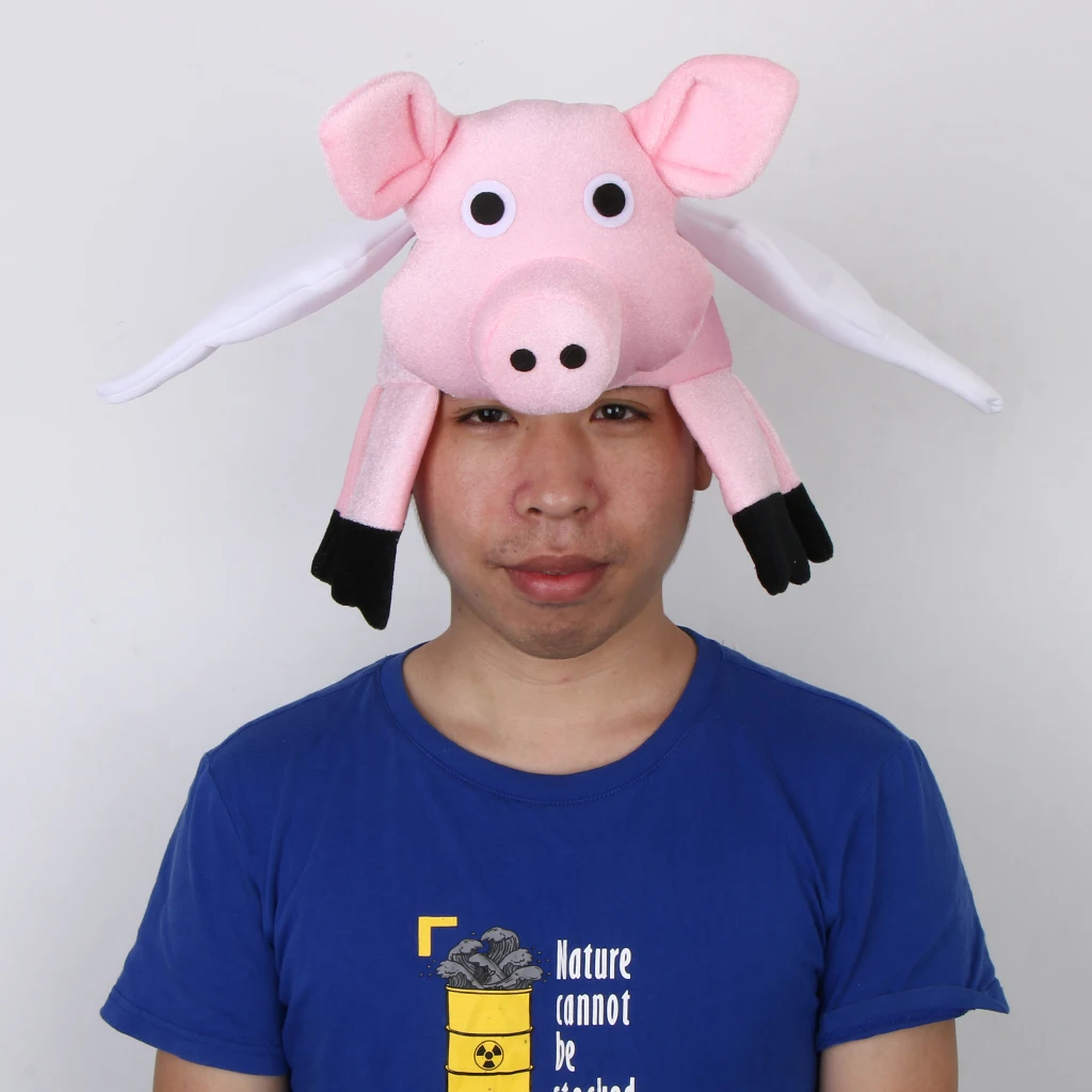 

Adults Kids Fly Pig Hat Christmas Birthday Party Cap Cosplay Costume Props Lovely 3D Pig Design