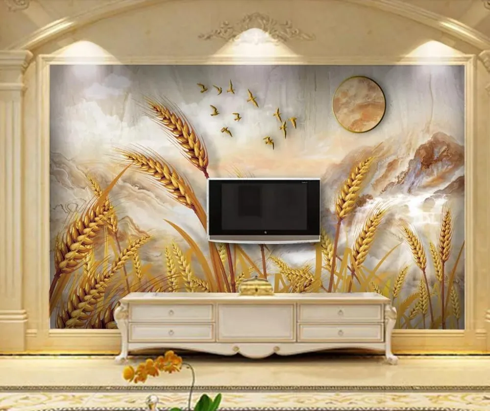

Marble grain gold wheat bedroom sitting room background wall
